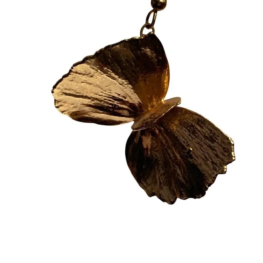 Gold Butterfly Dangle Earrings Mariposa Lightweight Statement Boho Festival